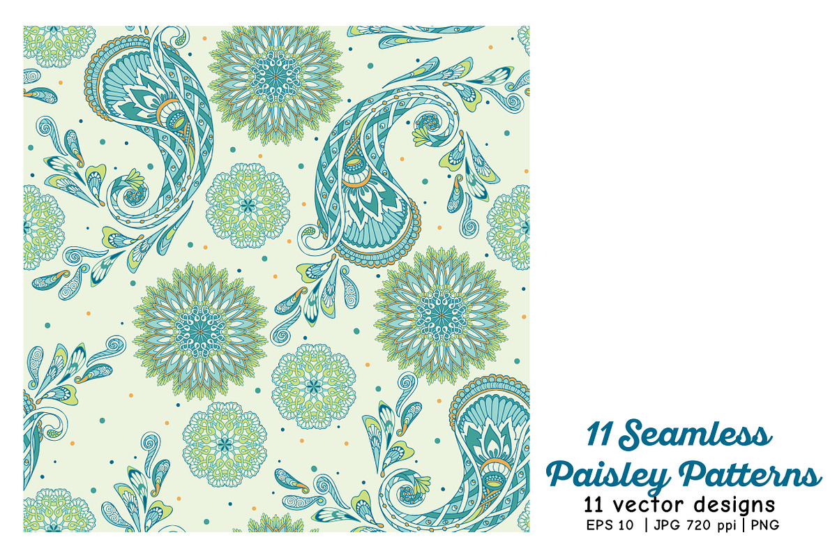 11 Paisley Seamless Patterns, a Pattern Graphic by Elen-Lane (Photo 5 of 5)