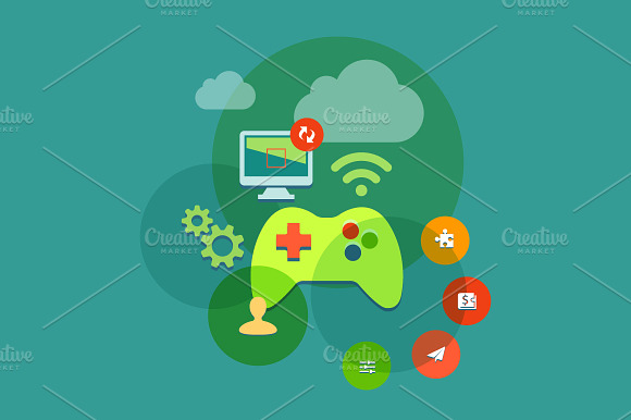 Video Game Console Flat Design Icons