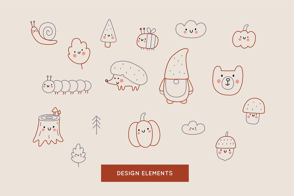 Cute Autumn - doodle style clipart, a Decorative Illustration by Barkova Nadya (Photo 4 of 7)