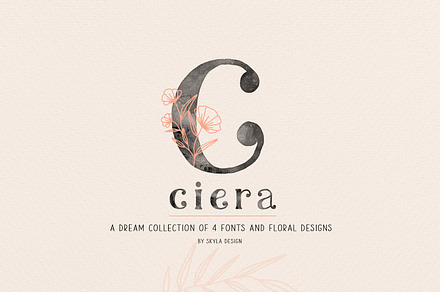 Ciera watercolor svg font & florals, a Script Font by Angele Kamp