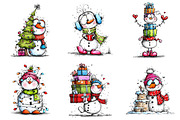 Funny Christmas Snowman Clipart, an Illustration by Craft Nest (Thumbnail 4 of 7)