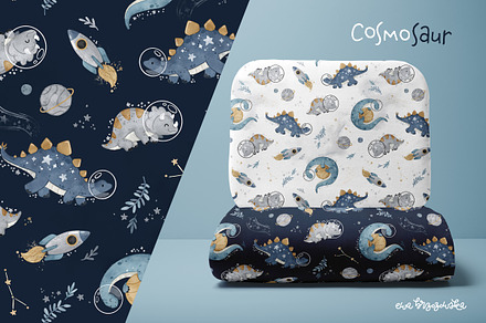 CosmoSaur- Dino Space pattern prints