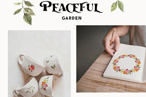 Garden Flowers Watercolor Floral Set