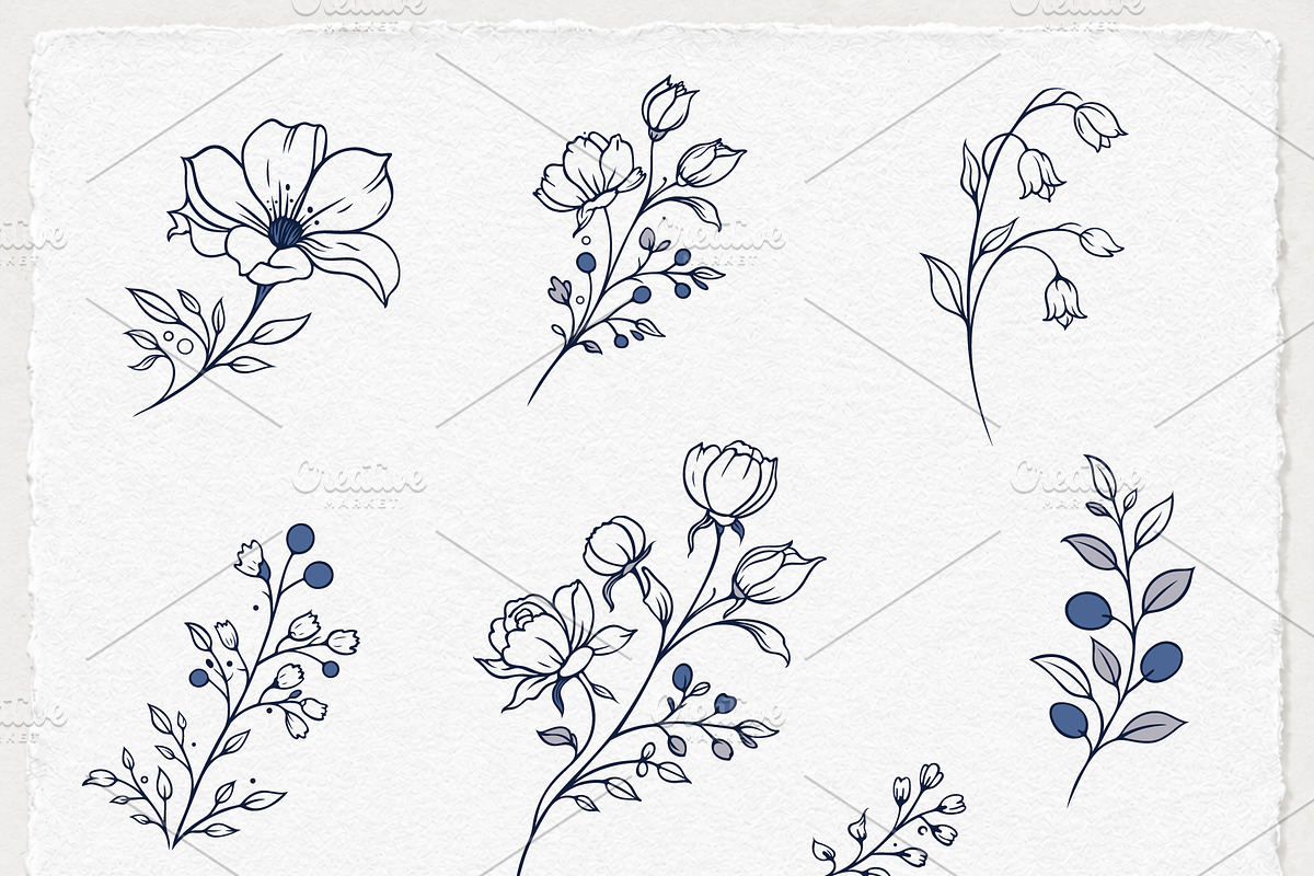 Handdrawn Flowers - Botanical Design, an Object Graphic by Christine Krahl (Photo 2 of 5)