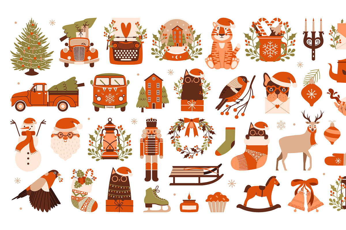 Naive Christmas. Clip arts & cards, a Seasonal Illustration by Renberrry.Store (Photo 2 of 10)