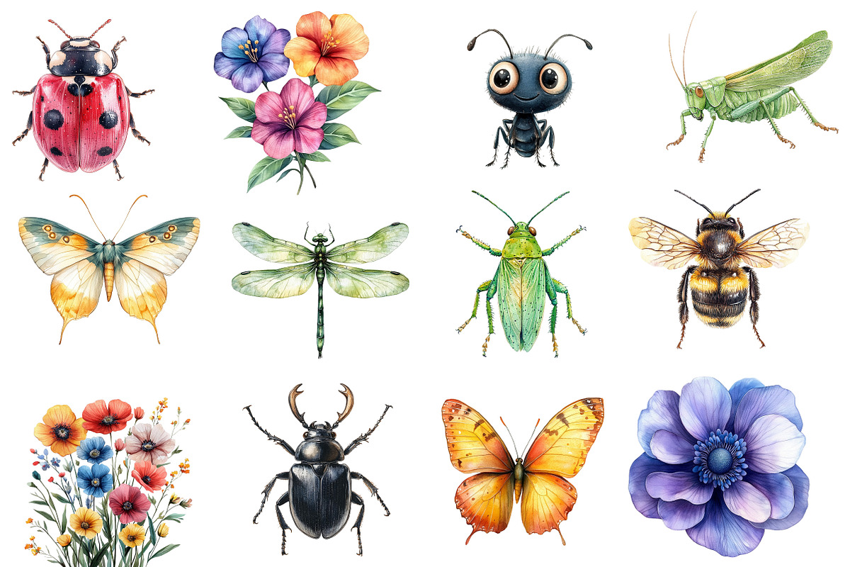 Cute Insects Clipart, an Illustration by Designworld (Photo 3 of 5)