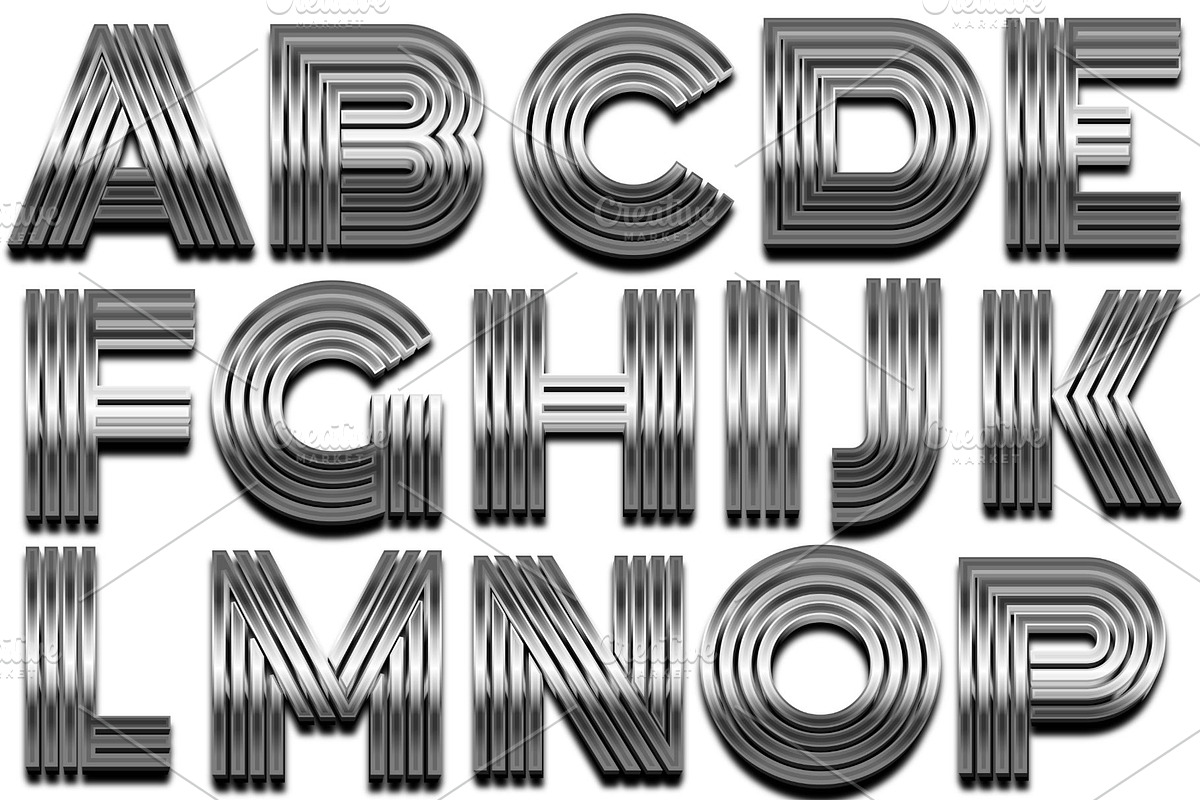 Chrome Striped 3D Metallic Font, an Illustration by Stellalunarts (Photo 2 of 4)