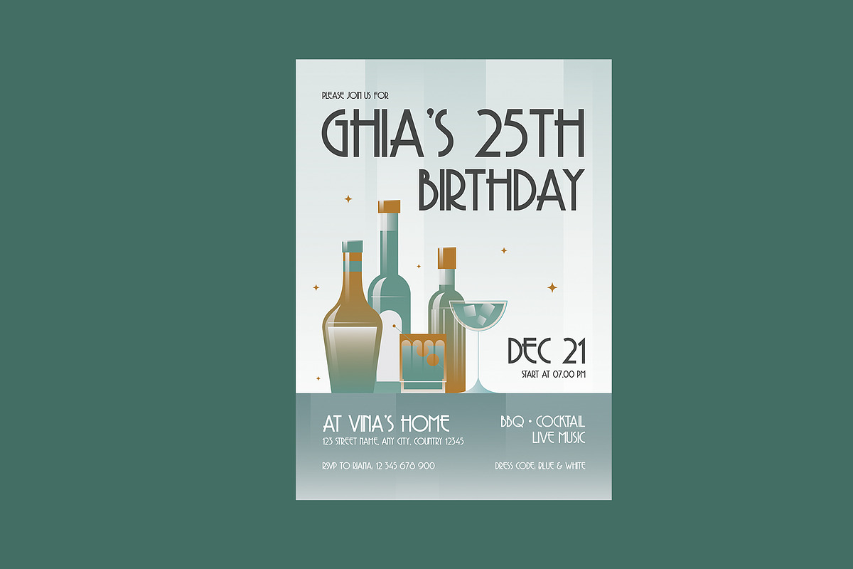 Birthday Invitation Art Deco Theme, a Card Template by Neermana (Photo 3 of 3)