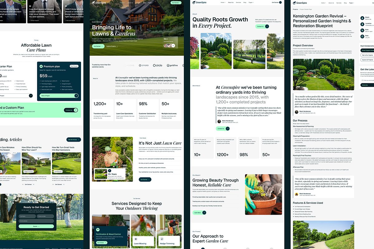 GreenSpire — Landscaping Figma, an UI Kit Template by Pentaclay (Photo 2 of 4)