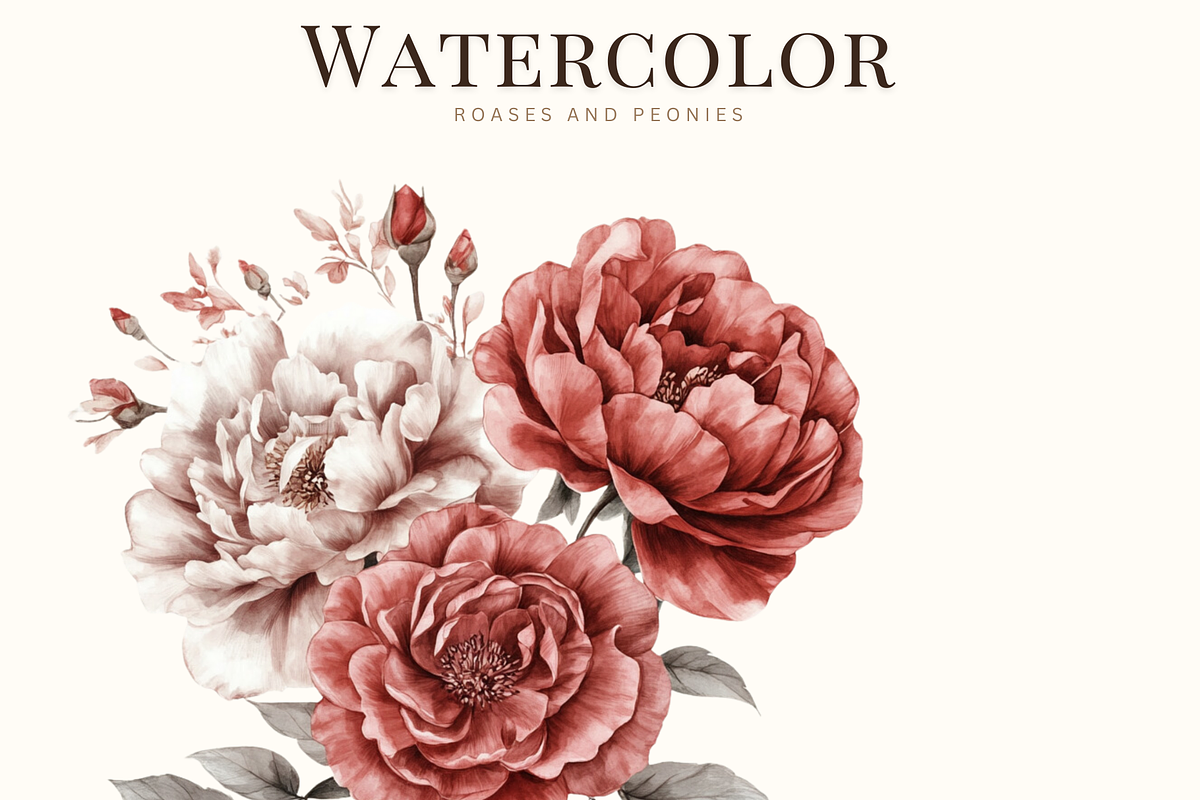 Watercolor-Roses and peonies flowers, a Graphic by Kay Art Designs (Photo 10 of 10)