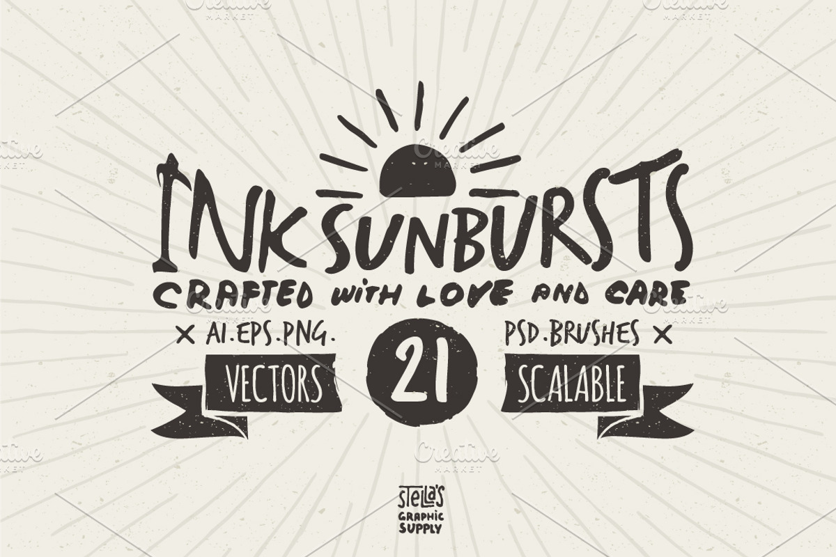 Hand Drawn Sunbursts, an Illustration by Stella's Graphic Supply (Photo 1 of 4)