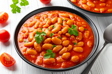 baked beans in tomato sauce AI generated