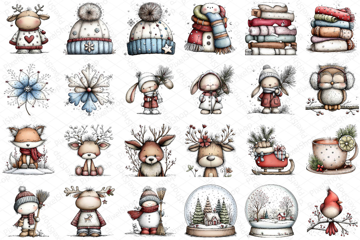 Whimsical Winter Clipart Bundle, an Illustration by DreamPrint404 (Photo 3 of 5)