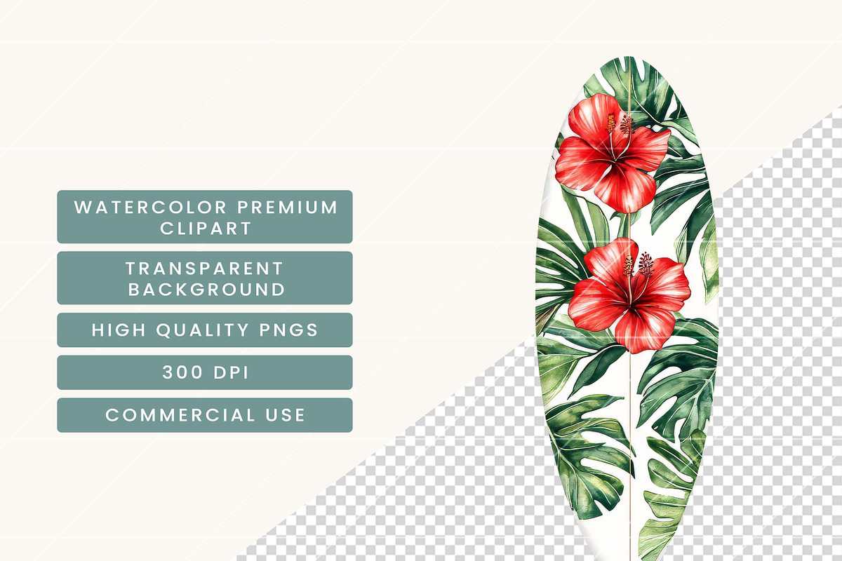 Watercolor Summer Hawaii Clipart, a Person Illustration by BusyDaydesign (Photo 7 of 9)
