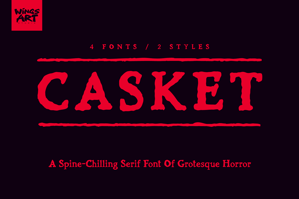 Casket - A Spine-Chilling Serif Font, a Serif Font by Wingsart Studio (Photo 1 of 15)