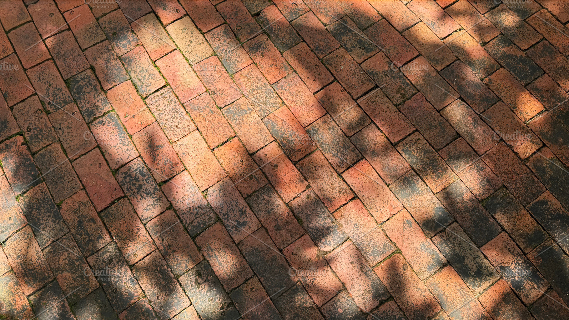 Tree shadows on brick floor, a Background Photo by ArtBackground