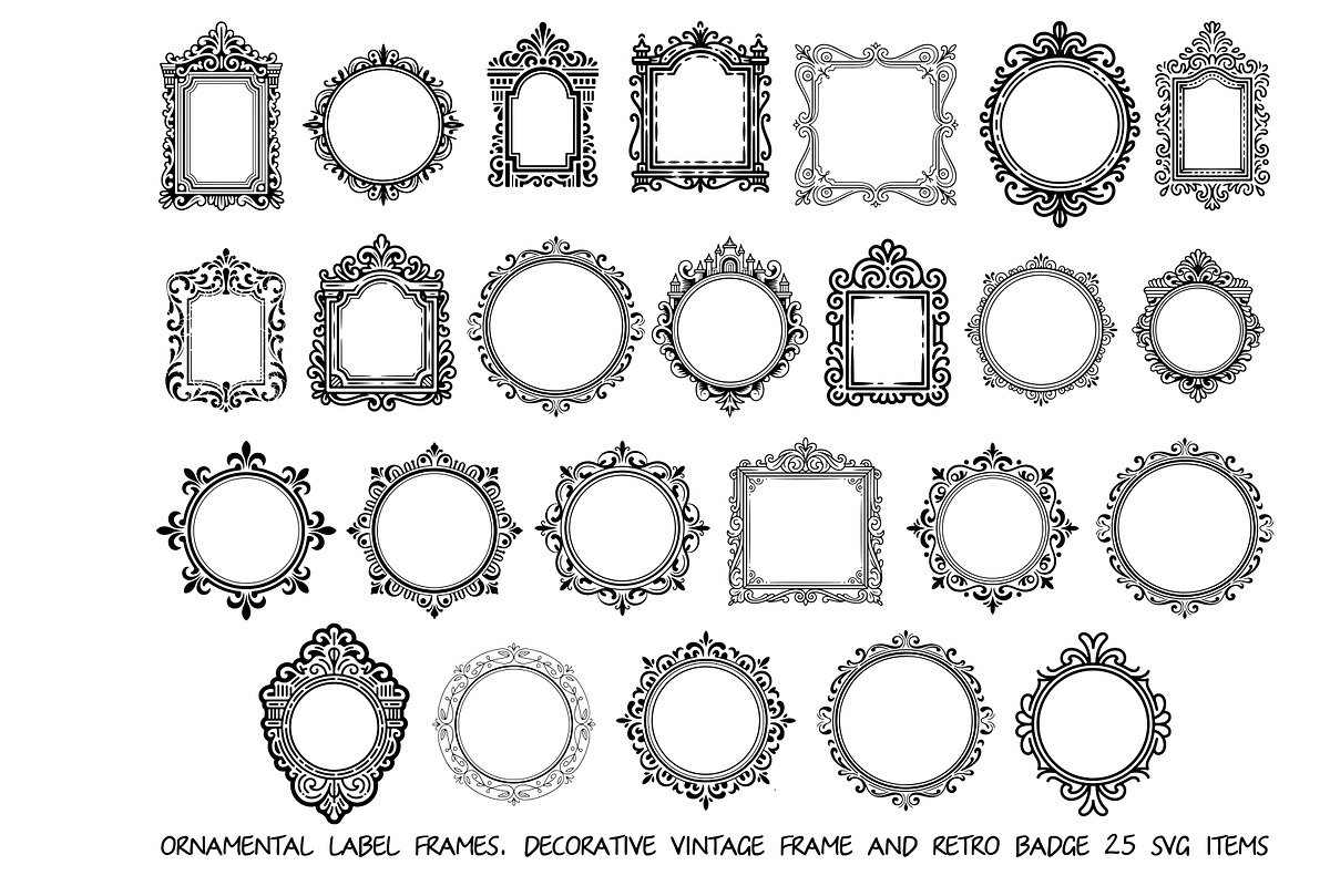 Ornamental label frames 25 svg items, a Background Graphic by SketchArtStudio (Photo 1 of 3)