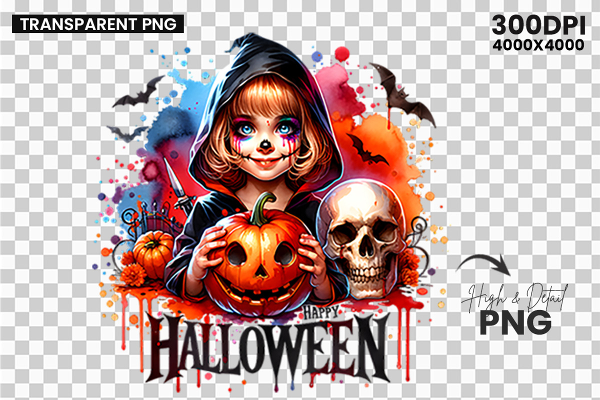 Halloween Girl Witch Pumpkin Clipart, an Illustration by Creative Arslan (Photo 3 of 3)