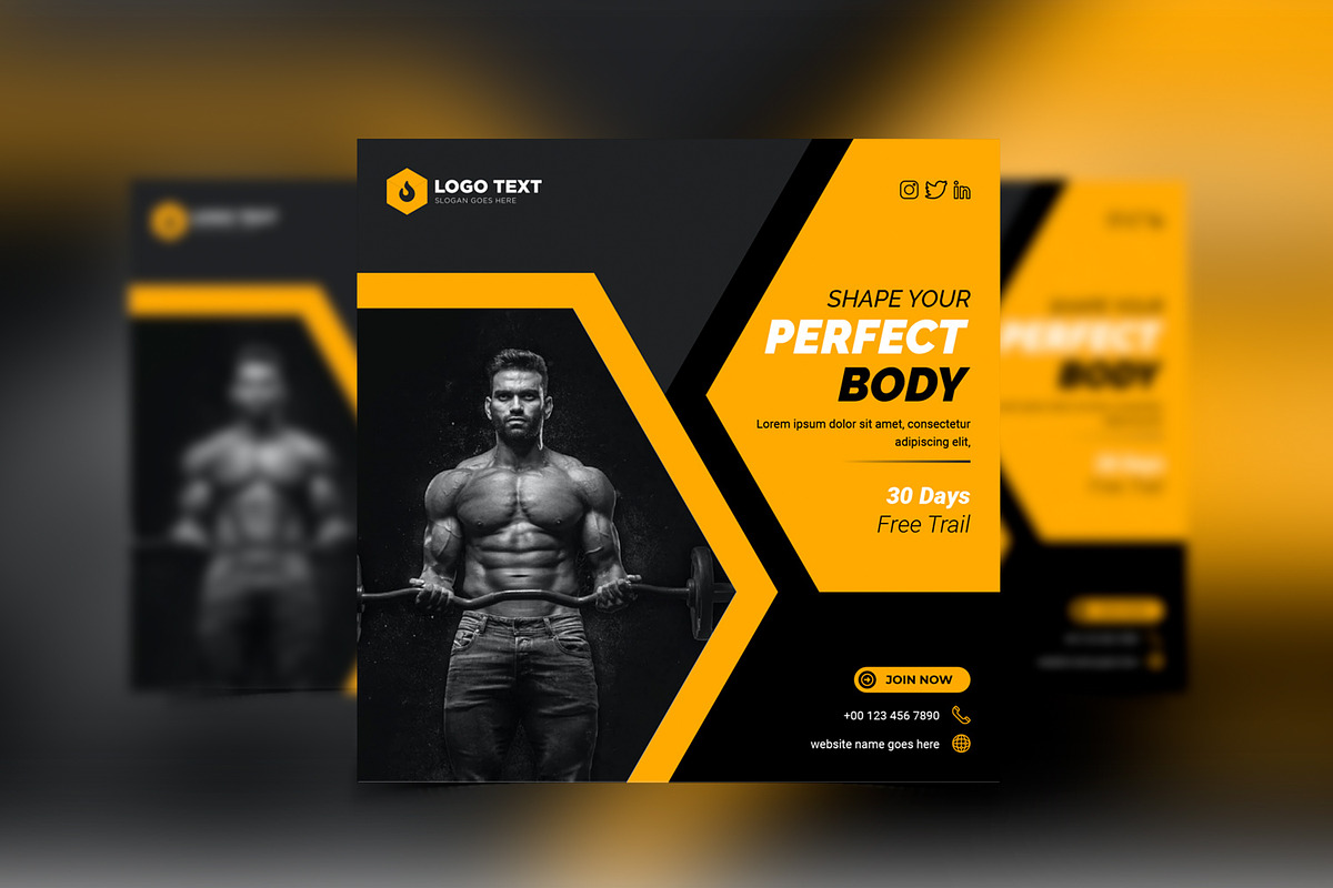 Gym Social Media Cover Post Template, a Social Media Template by zahidhossainalif (Photo 4 of 5)