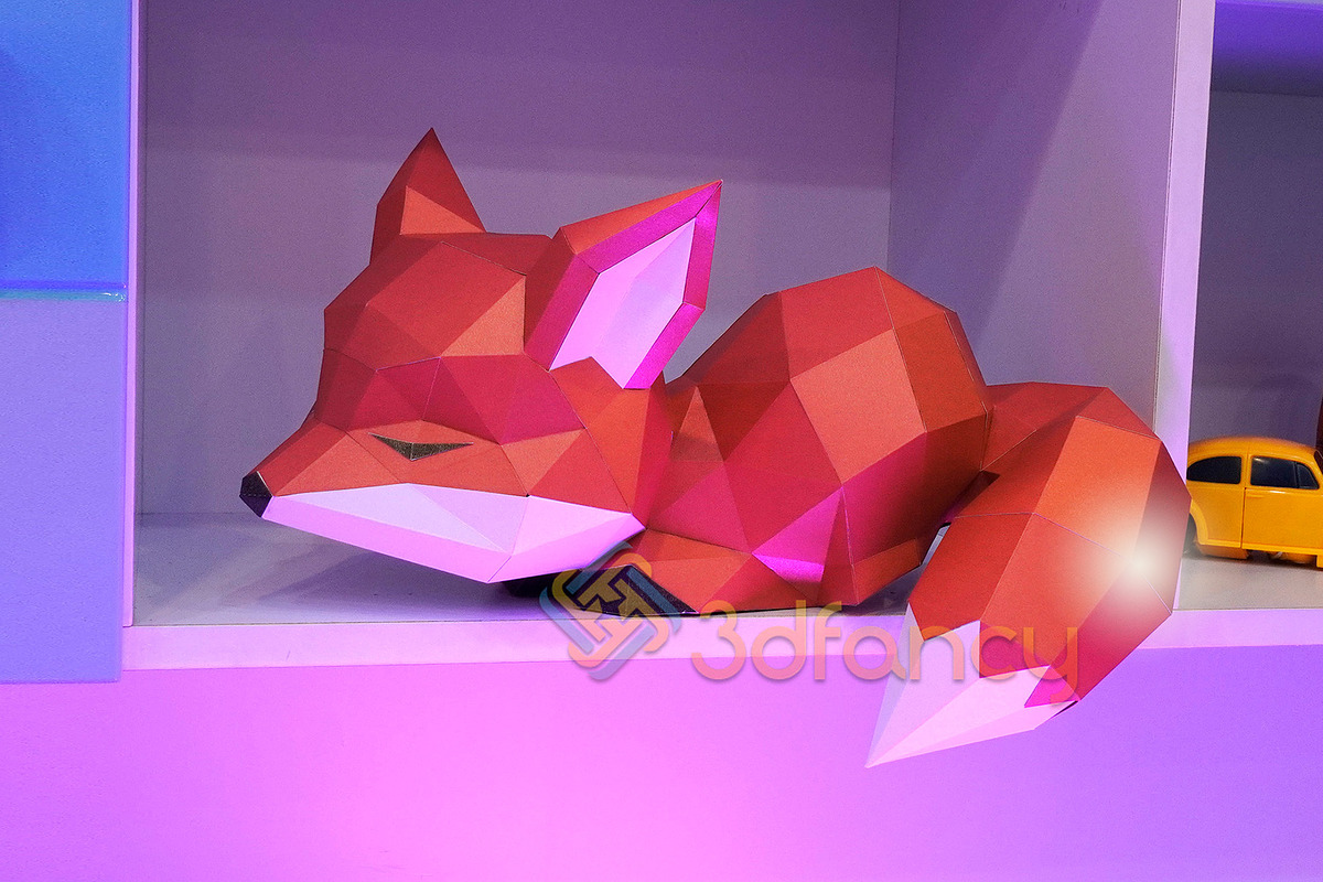 3D Fox Sleepy On The Moon Papercraft, a Templates & Theme by 3Dfancy (Photo 4 of 4)