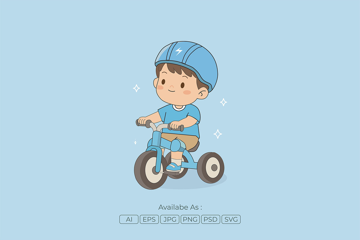 Boy Riding Tricycle Helmet, a Person Illustration by Partikusi Design (Photo 2 of 3)