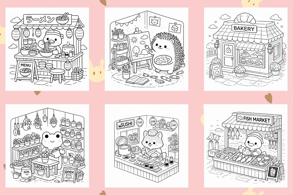 Kawaii Corner Coloring Printables, an Object Graphic by Image for Sale (Photo 3 of 4)