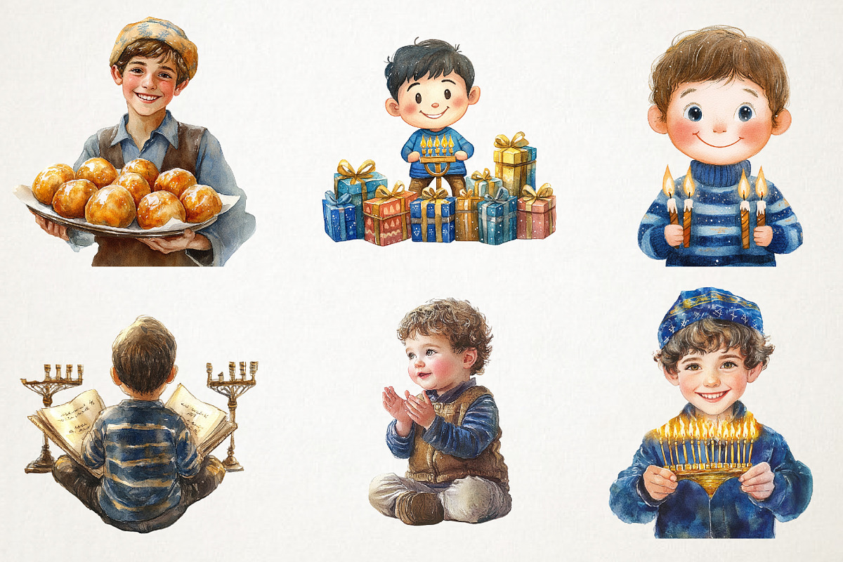 Menorah Boy, Hanukkah Art, Jewish, an Illustration by RobertsArt (Photo 6 of 7)