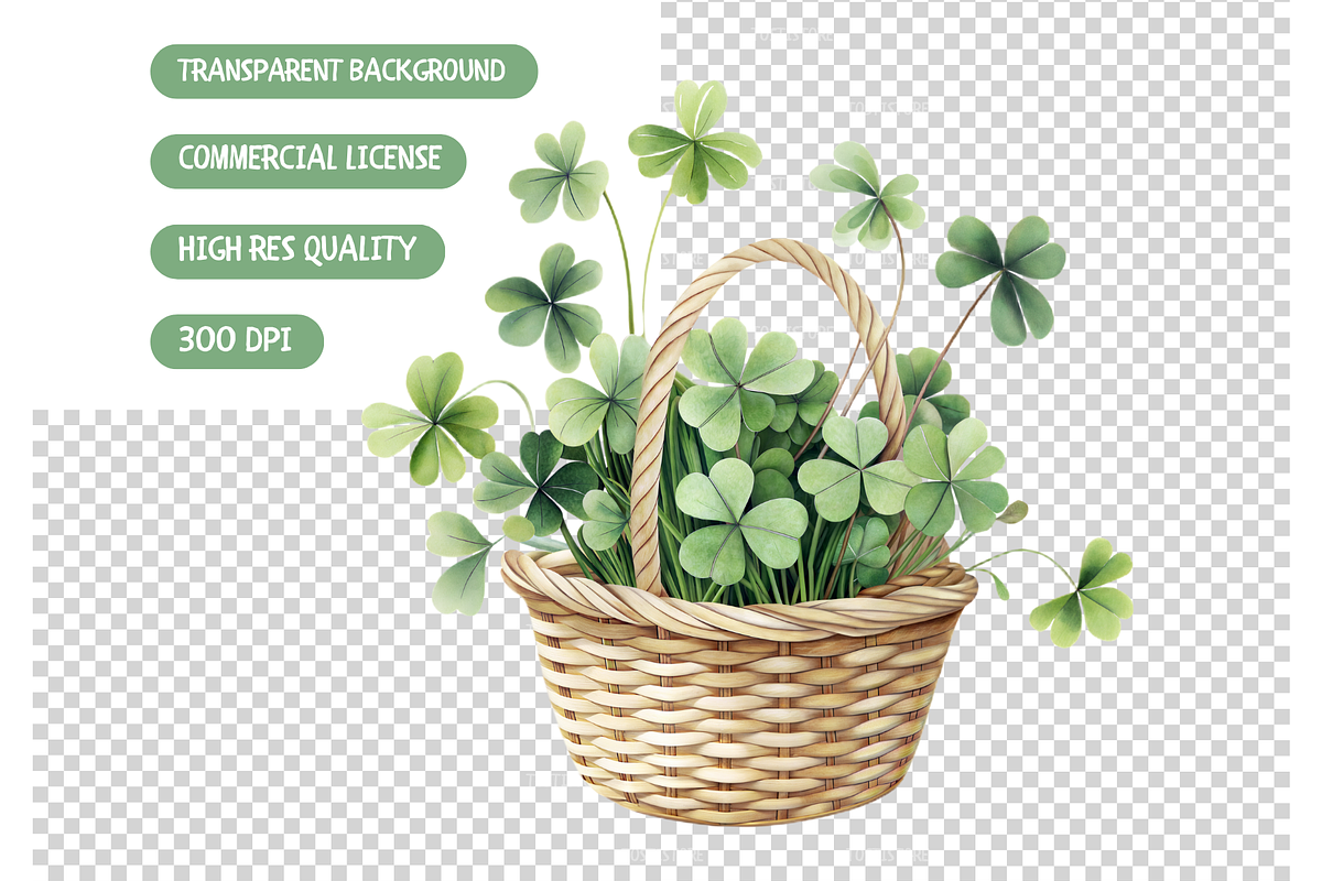 Watercolor Shamrock Clipart Bundle, an Illustration by TatiMockup (Photo 4 of 4)