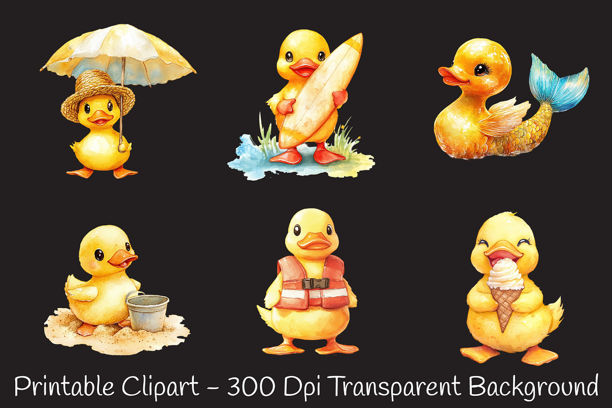 Cute Summer Rubber Duck Clipart, an Illustration by RobertsArt (Photo 7 of 7)