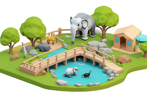Low Poly Zoo Diorama with Animals, an Arts & Entertainment Photo by Stock Shape