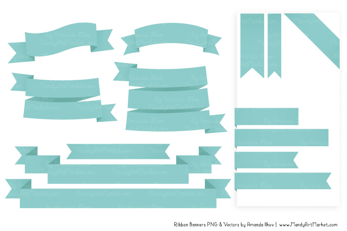Aqua Ribbon Banner Clipart, an Illustration by Amanda Ilkov (Photo 4 of 4)