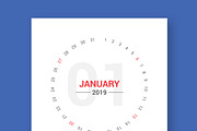 Calendar 2019 Round Style, a Stationery Template by WORAKAMON Design Studio (Thumbnail 1 of 4)