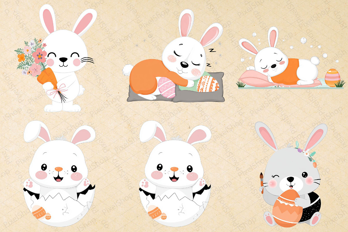 Easter Bunny Clipart Bundle, an Illustration by DreamPrint404 (Photo 2 of 5)