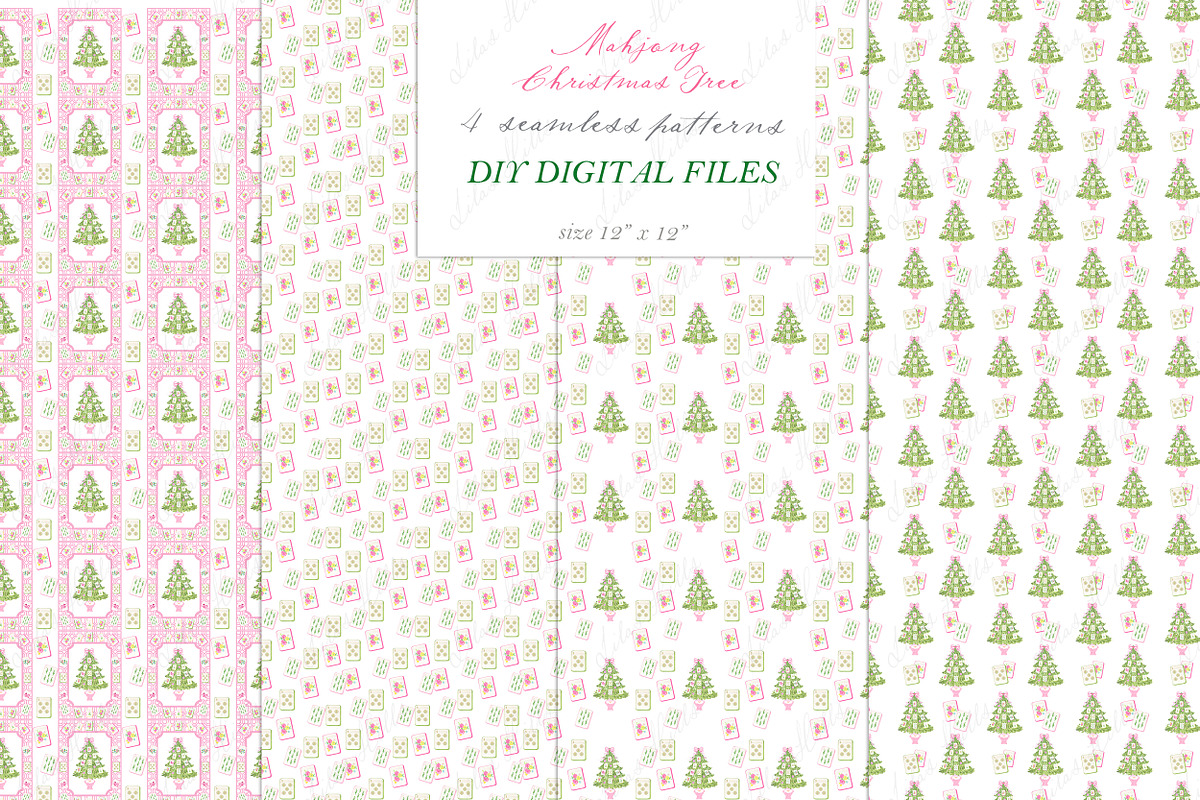 Mahjong Christmas Tree Pink, a Graphic by LABFcreations (Photo 3 of 4)