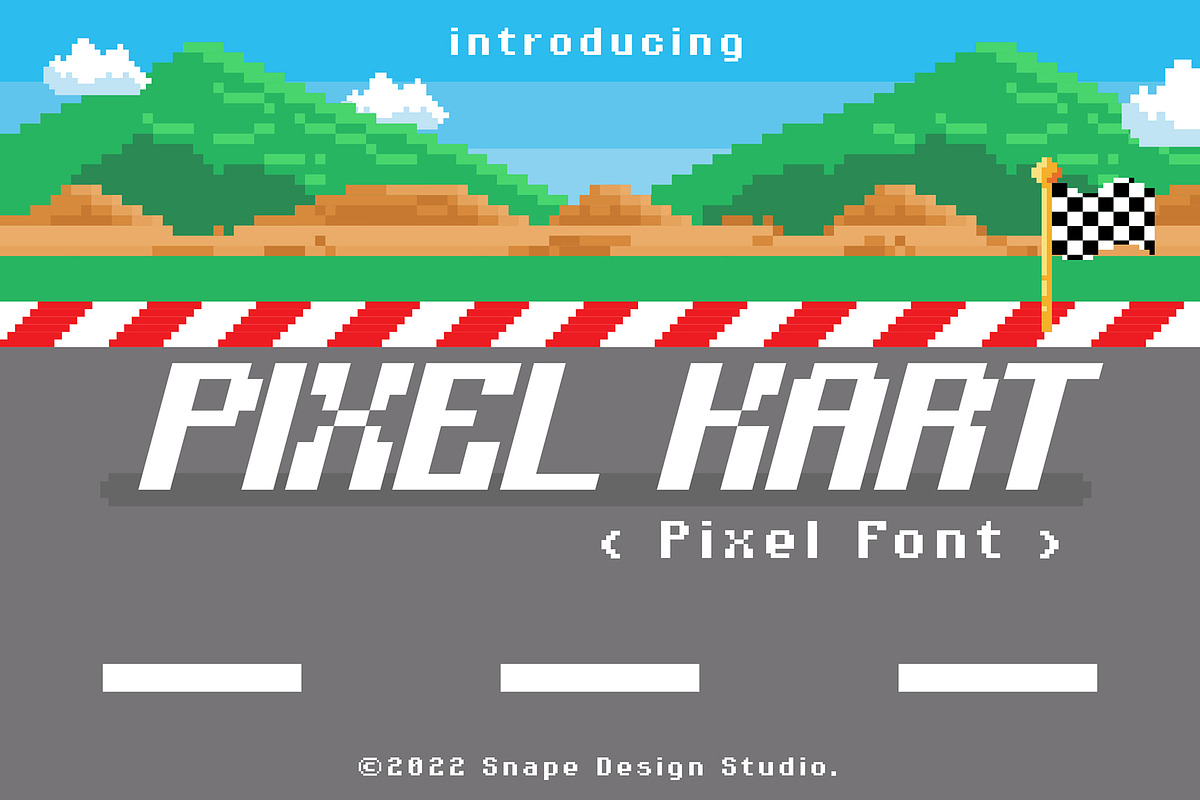Pixel Kart - Pixel Font, a Font by Snape Design Studio (Photo 1 of 5)