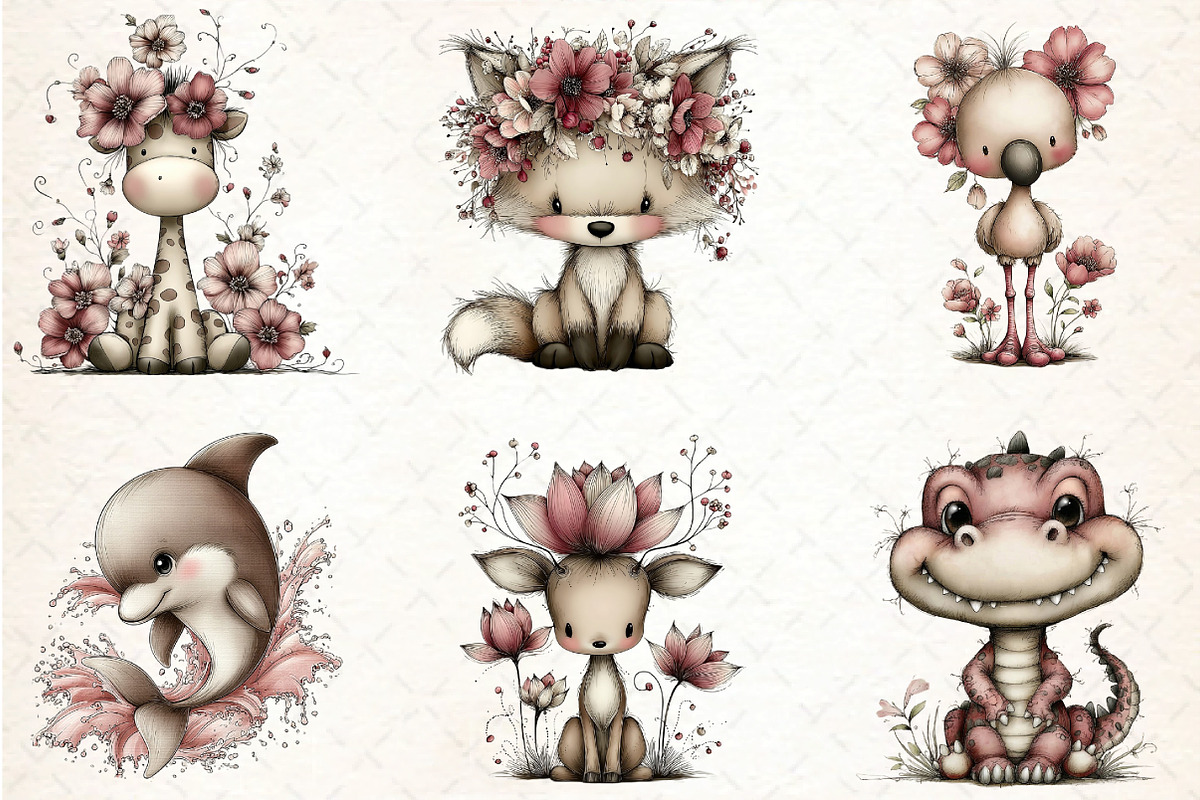 Whimsical Baby Animal Watercolor, an Illustration by DreamCafeArt (Photo 2 of 8)