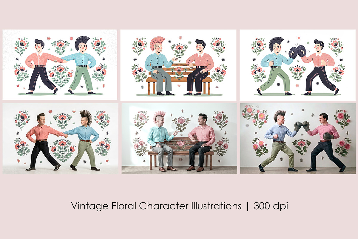 Vintage Floral Character, a Person Illustration by StockVerse Creative (Photo 1 of 7)