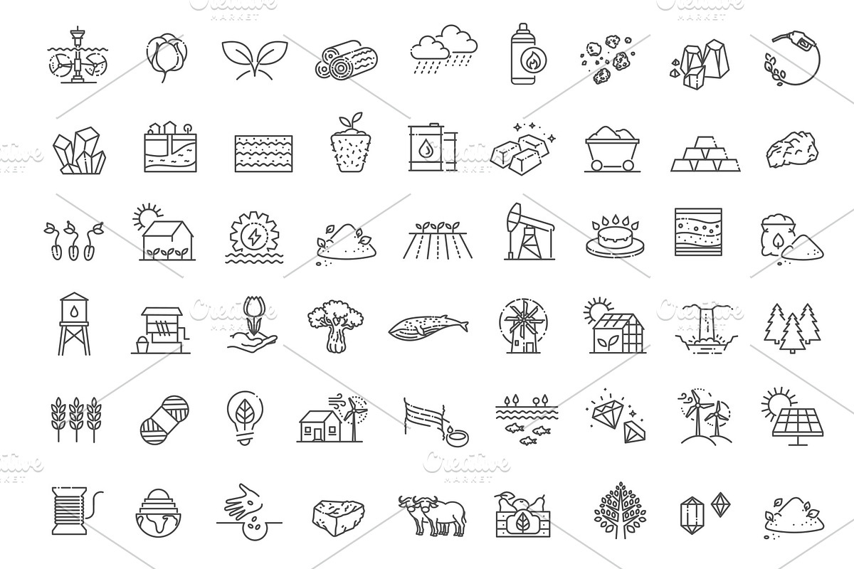 Natural Resources Linear Icon Set, an Outline Icon by Tettygreen (Photo 2 of 2)