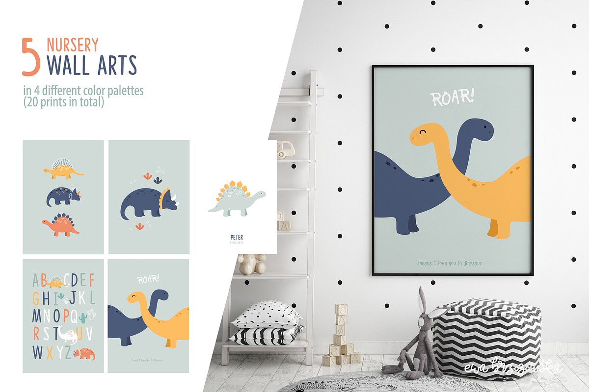 Geometric Dinosaurs - Pattern Prints, a Pattern Graphic by Brzozowska (Photo 4 of 8)