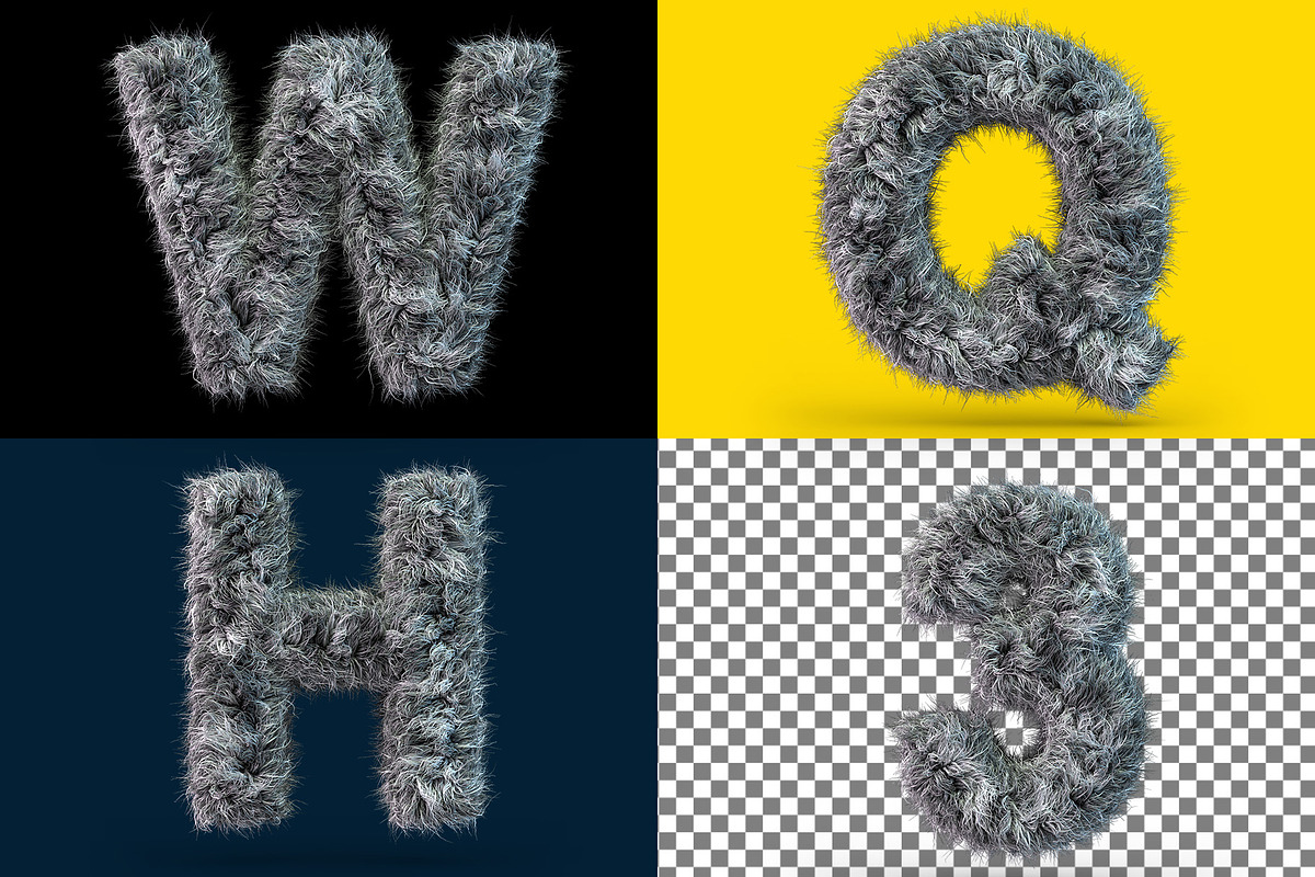 Uppercase fluffy and furry GRAY font, a Background Graphic by 3D Graphics Shop (Photo 2 of 3)