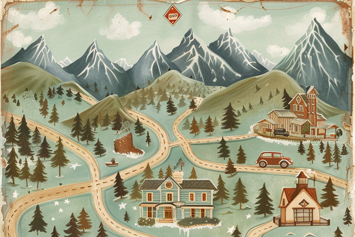 Retro Road Trip Map, a Background Graphic by Printable Treasure (Photo 9 of 9)