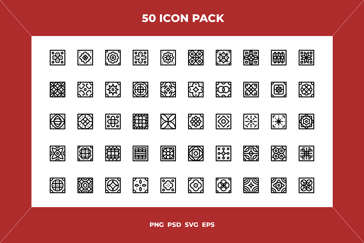 Traditional tiles icons, an Outline Icon by Wencory