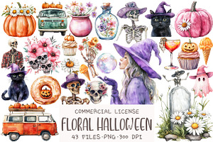 Floral Halloween Clipart, an Illustration by OK Design