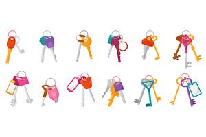 Key bunches. Modern retro keys with, an Illustration by Valerie Bodnar