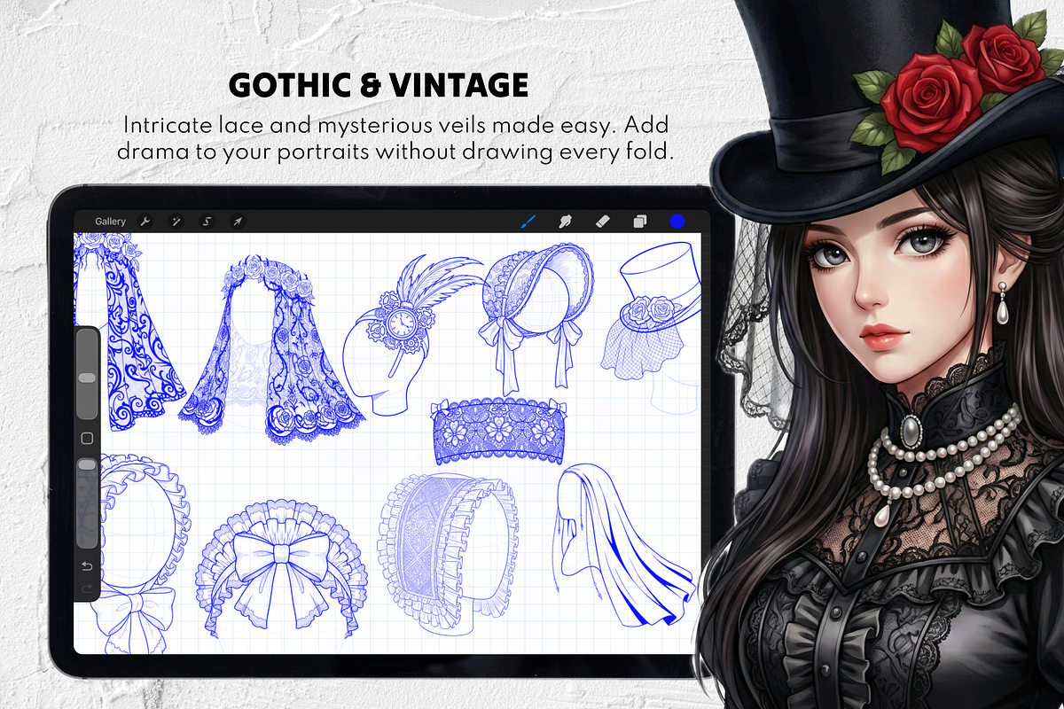 165+ Procreate Hat & Headwear Stamps, a Brush Add-On by Selentaori Studio (Photo 9 of 11)