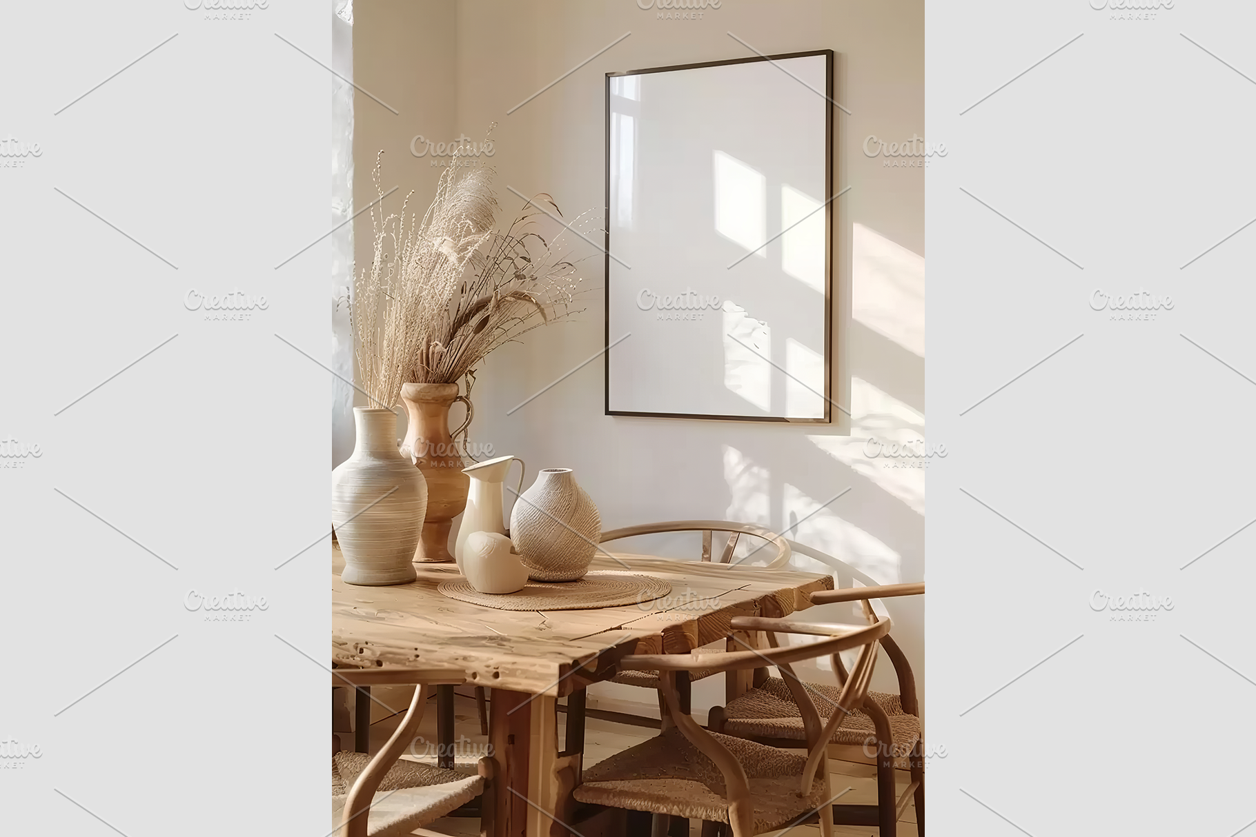 Mockup Frame Set in a Dining Room, an Architecture Photo by GFXCity