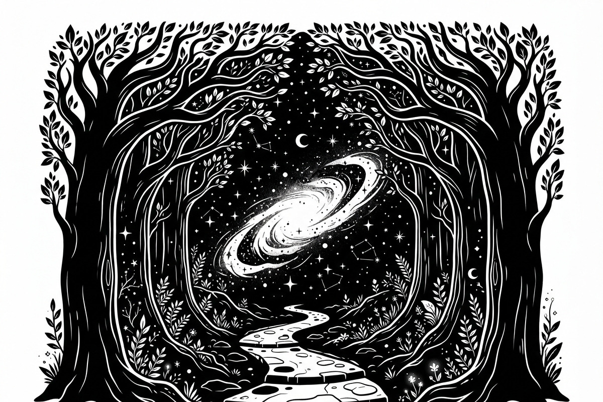 50 Mystical Galaxy Forest Silhouette, a Technology Illustration by Amazin_art (Photo 18 of 34)