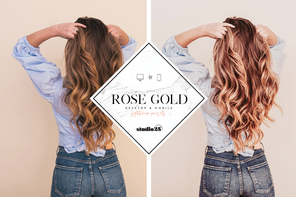 Rose gold lightroom preset preview 2