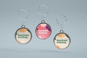 Silver & Card Keychain Mockup Set