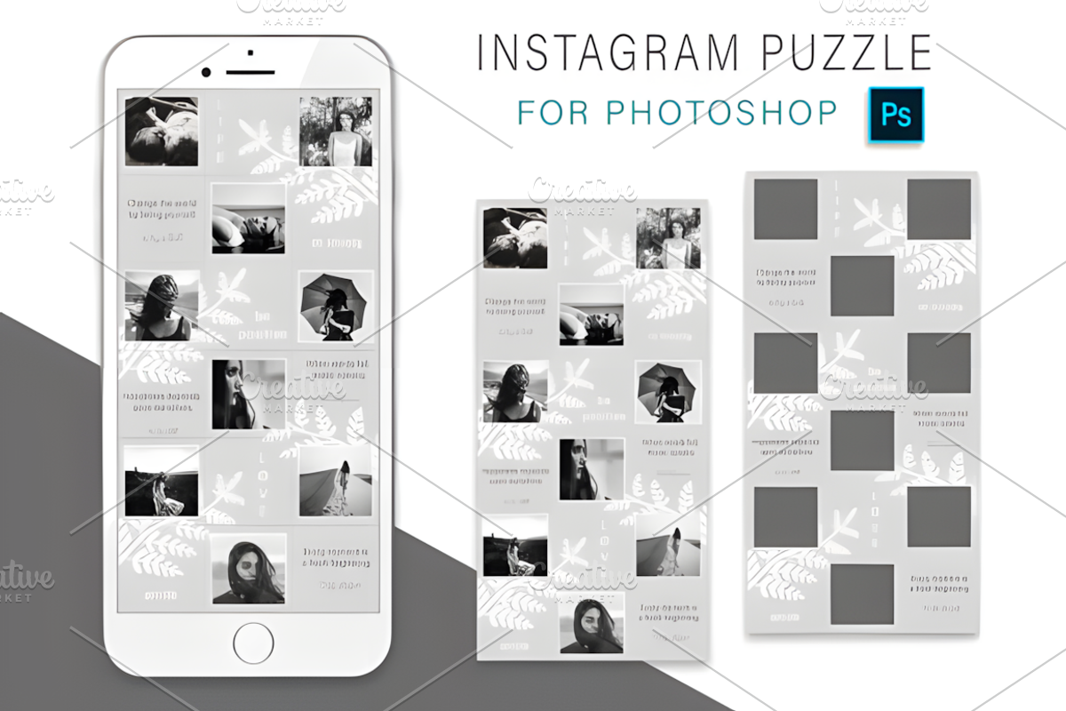 Gray Instagram Puzzle Template, a Social Media Template by Design Station (Photo 2 of 3)